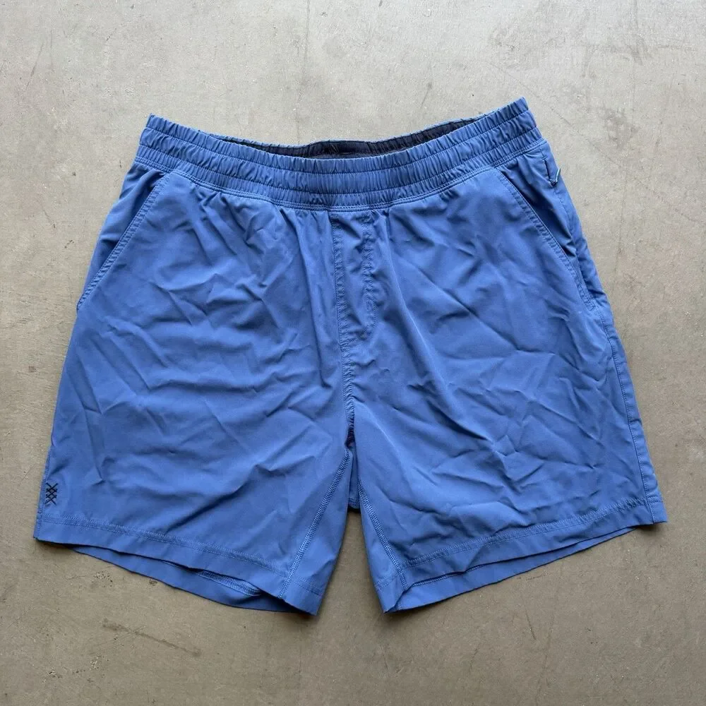 Rhone Shorts Mens L Blue Mako Linerless Gym Drawstring 7